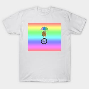 Umbrella Unicycle Sloth Rainbow Ombre T-Shirt